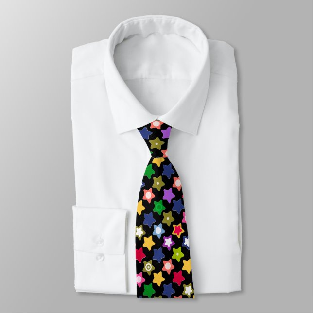 Multi-colored stars neck tie (Tied)
