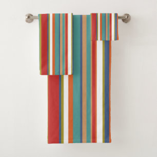 Multi Colored Stripe Pattern Bath Towel Set