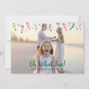 Multi Colored Striped Candy Cane Christmas Photo Holiday Card