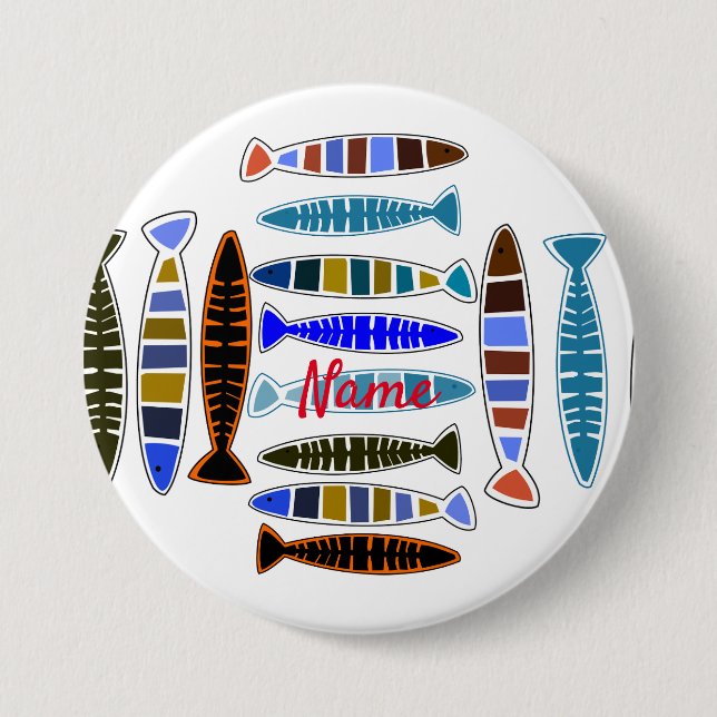 Multi-colored striped fish Thunder_Cove  Button (Front)