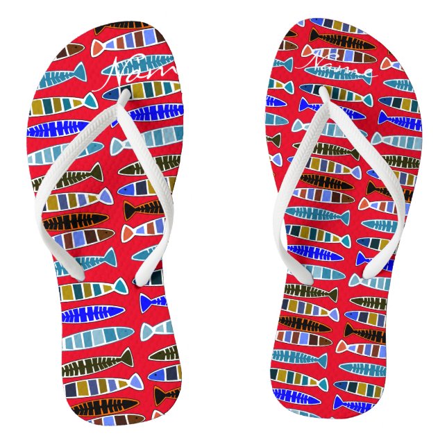 Multi-colored striped fish Thunder_Cove  Flip Flops (Footbed)