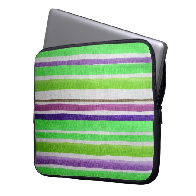 Multi-colored Striped Laptop Sleeve (Front Left)