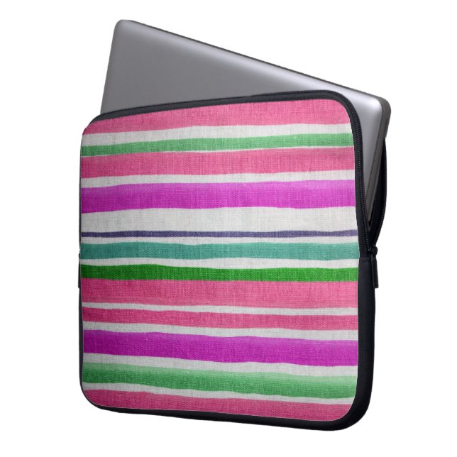 Multi-colored Striped Laptop Sleeve (Front Left)