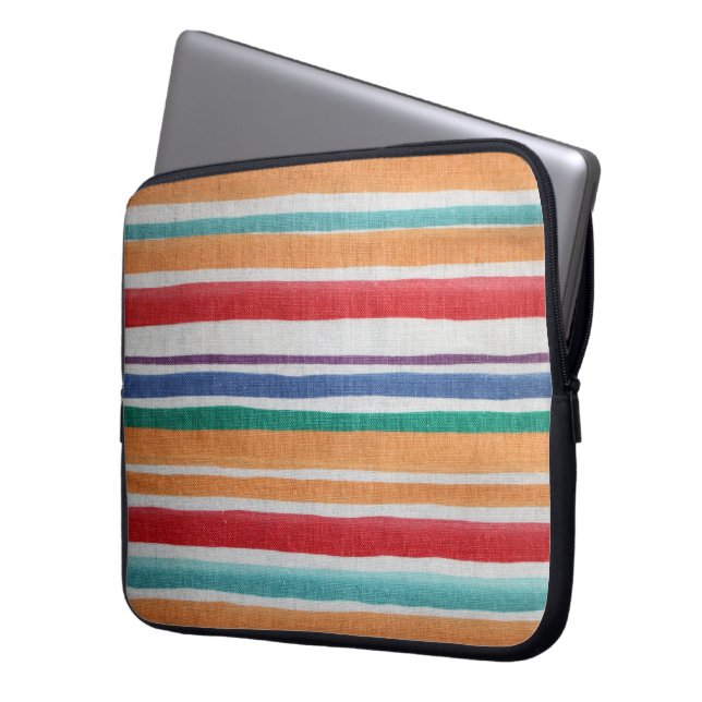 Multi-colored Striped Laptop Sleeve (Front Left)
