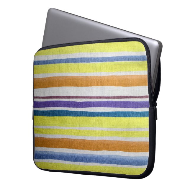 Multi-colored Striped Laptop Sleeve (Front Left)