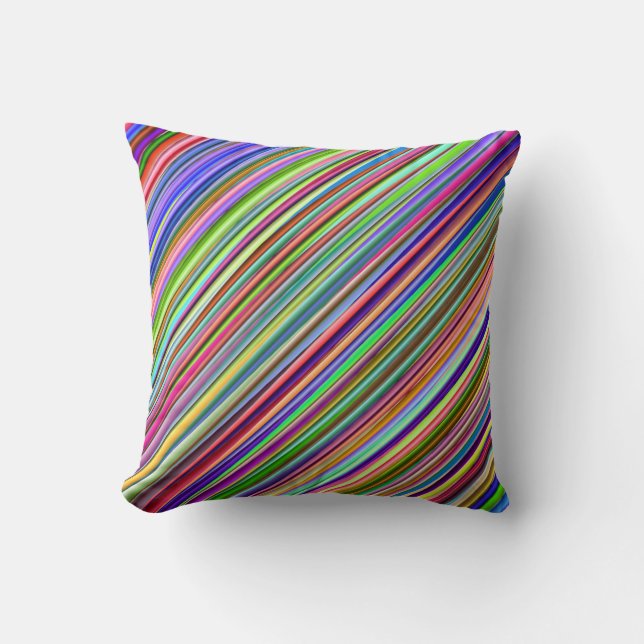 Multi-Colored Striped Throw Pillow (Front)