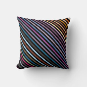 Multi-Colored Stripes & Black Throw Pillow