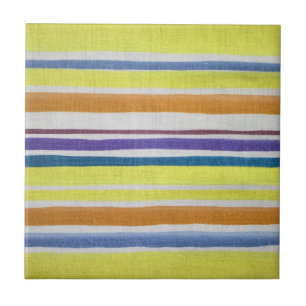 Multi-colored Stripes Ceramic Tile
