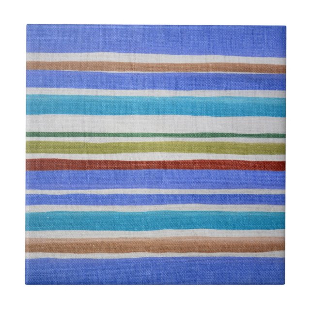 Multi-colored Stripes Ceramic Tile (Front)