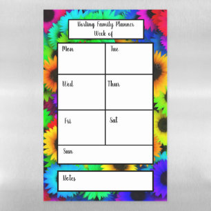 Multi-colored Sunflowers Weekly Planner Magnetic Dry Erase Sheet