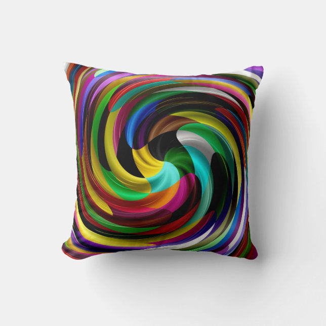 Multi Colored Swirl Retro Art Design Abstract Throw Pillow (Front)