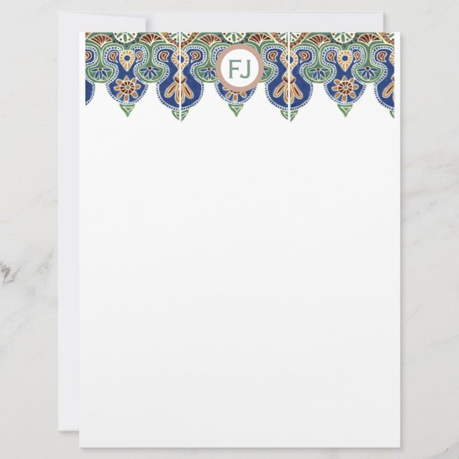  Multi Colored Tile Border Letterhead (Front)