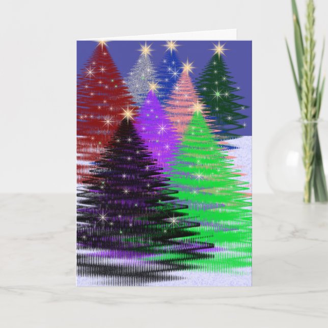 Multi-Colored Trees Holiday Card (Front)