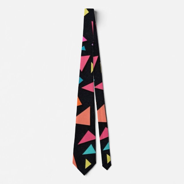Multi-colored triangle geometric pattern neck tie (Front)