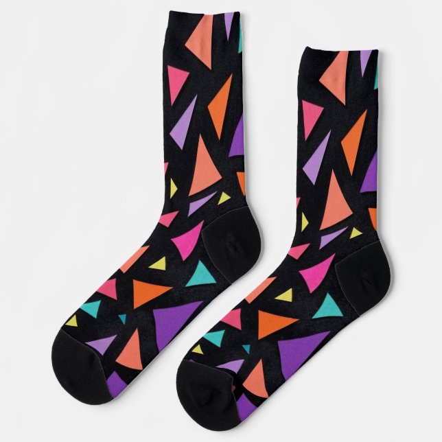 Multi-colored triangle geometric pattern socks (Left)