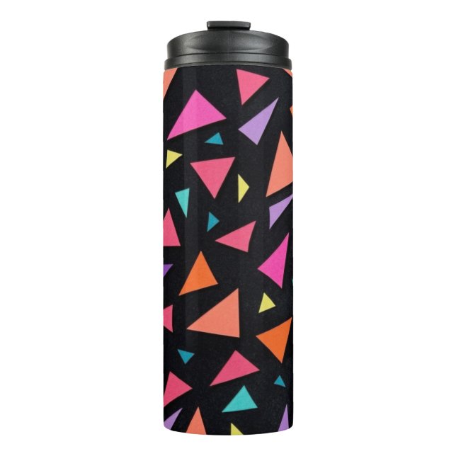 Multi-colored triangle geometric pattern thermal tumbler (Front)