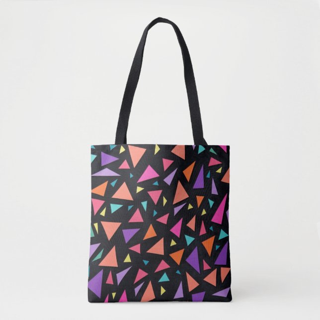 Multi-colored triangle geometric pattern tote bag (Front)