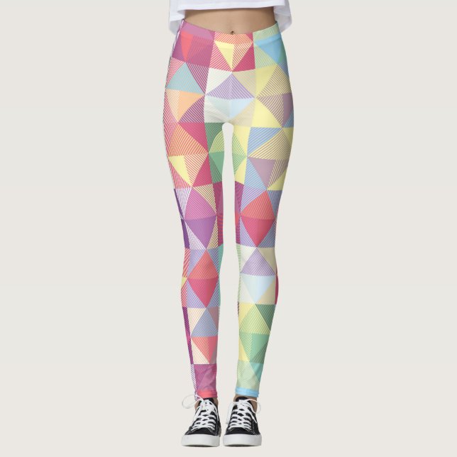 Multi-colored Triangles Pattern Leggings (Front)