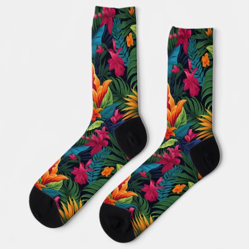Multi_Colored Tropical Floral Socks