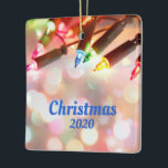 Multi-colored Twinkle Light, Christmas 2020 Ceramic Ornament<br><div class="desc">Multi-colored Twinkle Light, Christmas 2020 Ceramic Ornament - Multi-colored Twinkle Lights, with a beautiful boken of lights shining all around with Christmas 2020 as the message. This is completely customizable and can be changed to anything you'd like. On the back is a place for your own photo. Happy Holidays and...</div>