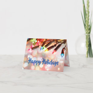 Multi-colored Twinkle Lights Christmas bokeh Holiday Card