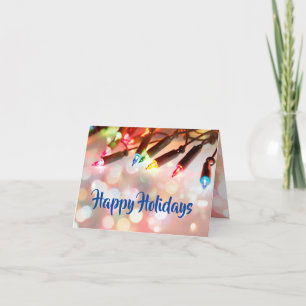Multi-colored Twinkle Lights Christmas bokeh Holiday Card