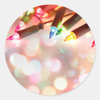 Multi colored twinkle lights classic round sticker