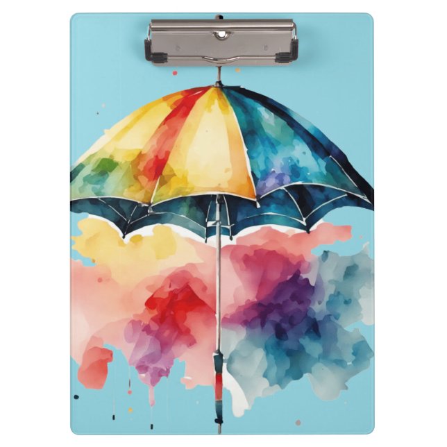 Multi-Colored Umbrella  Clipboard (Front)