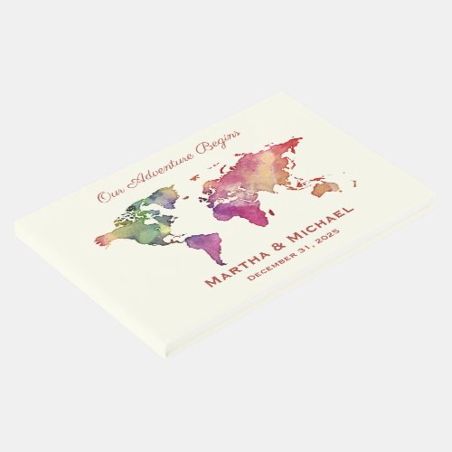 Multi_Colored Water Color Map Wedding Guest Book