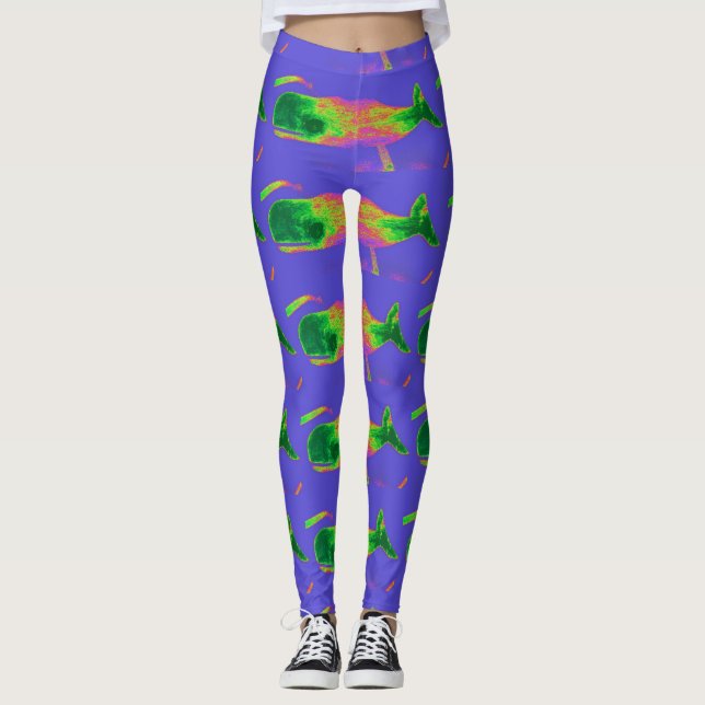 multi-colored whales blue leggings (Front)