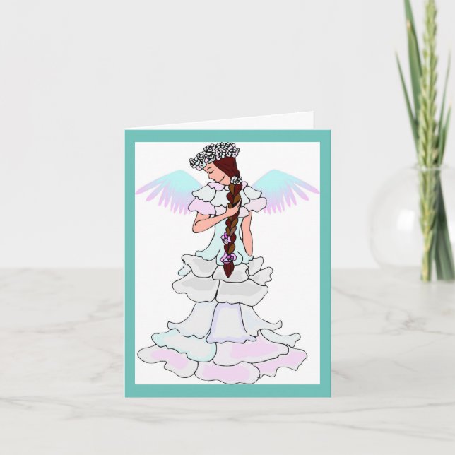 Multi-Colored Wings Angel Birthday Greeting Card (Front)