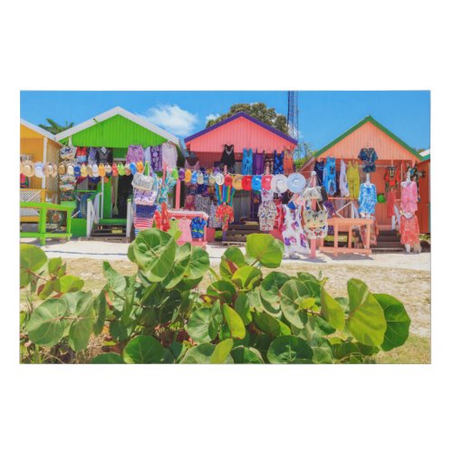 Multi Colored Wood Cottages  Long Bay Beach Faux Canvas Print