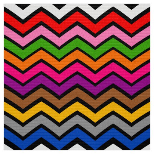Multi Colored Zigzag Chevron Black Design  Fabric