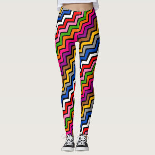 Multi Colored Zigzag Chevron Black Design  Leggings