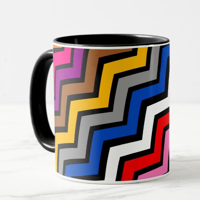 Multi Colored Zigzag Chevron Black Design  Mug (Creator Uploaded)