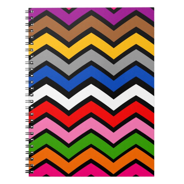 Multi Colored Zigzag Chevron Black Design  Notebook (Front)