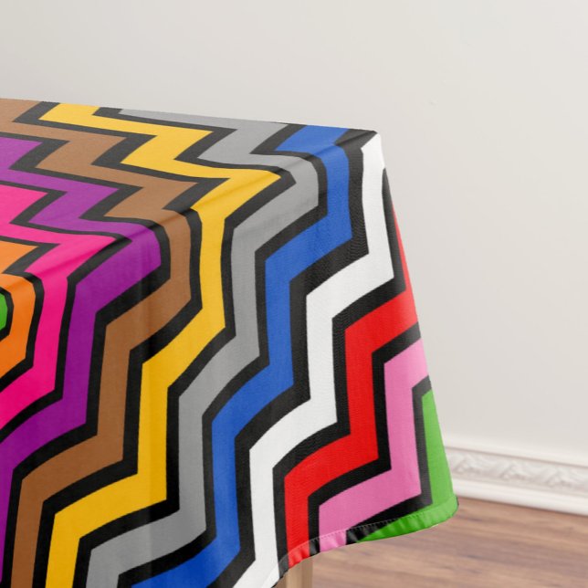 Multi Colored Zigzag Chevron Black Design  Tablecloth (Creator Uploaded)