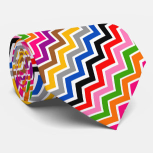 Multi Colored Zigzag Chevron Pattern Design Neck Tie