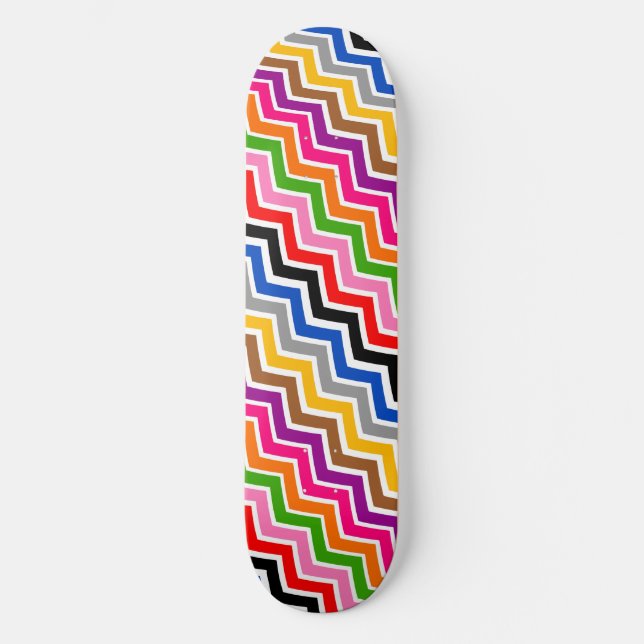 Multi Colored Zigzag Chevron Pattern Design  Skateboard (Front)