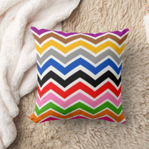 Multi Colored Zigzag Chevron Pattern Design  Throw Pillow