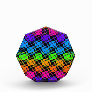 Multi colorful checkered rainbow mirror image award