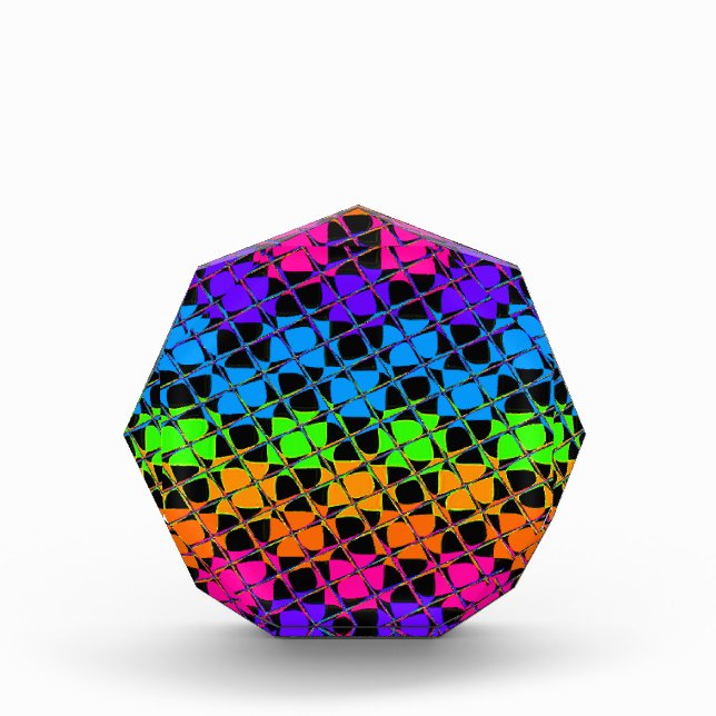 Multi colorful checkered rainbow mirror image award (Front)