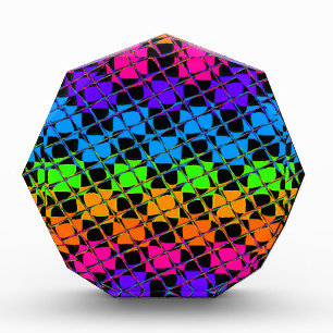 Multi colorful checkered rainbow mirror image award