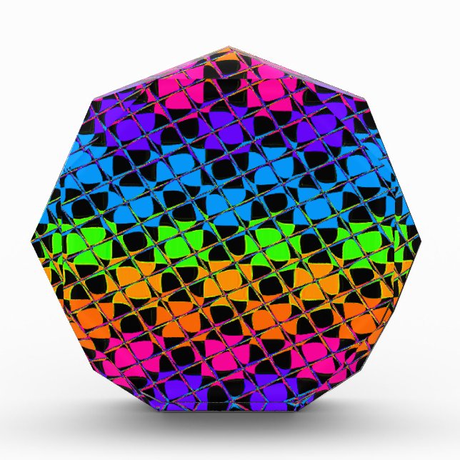 Multi colorful checkered rainbow mirror image award (Front)