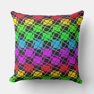 Multi colorful checkered rainbow mirror image throw pillow