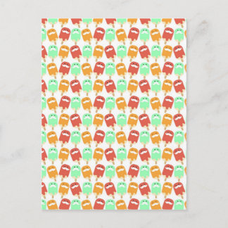 Multi -colorful Ice Cream with Mustaches Postcard