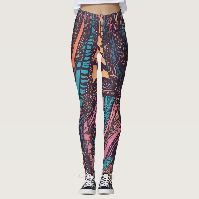 Multi-Colorful Patterned Leggings (Front)