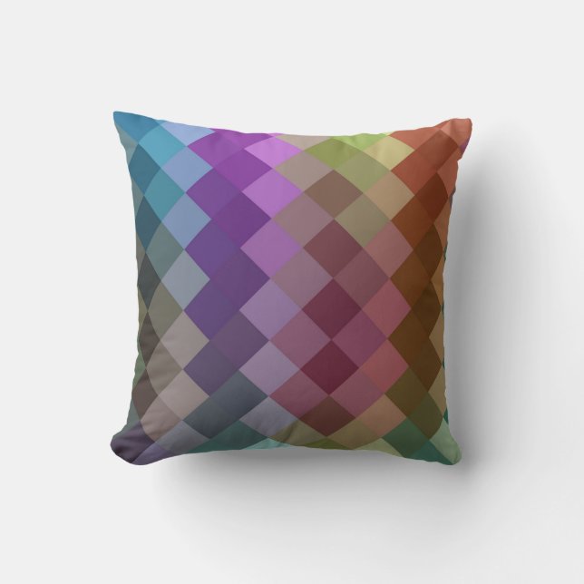 Multi Colors Diamond Seamless Pattern Throw Pillow (Front)