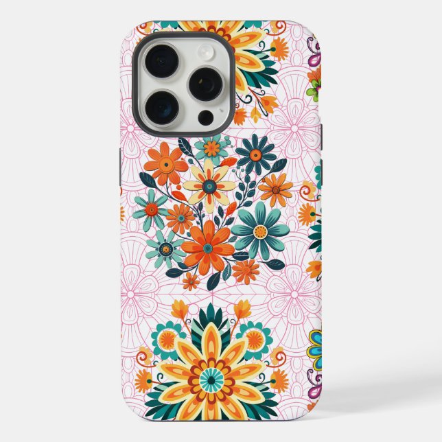 Multi-Colors Flower Pots Pattern - Pink Iphone Case (Back)