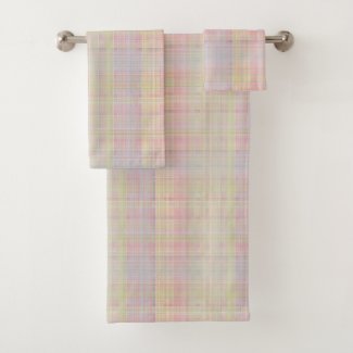 Multi-colors Pastel Glen Plaid Bath Towel Set